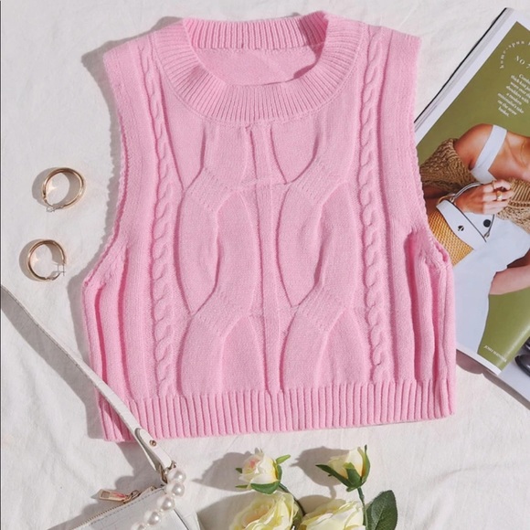 Sweaters - Cable Knit Pink Sweater Vest NWT